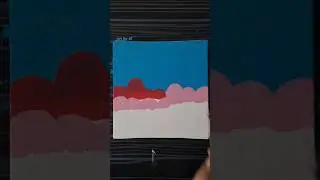 Dreamy Clouds Acrylic Painting ☁️🌙 | Cute Pastel Sky Mini Canvas Art#shorts #aestheticpainting