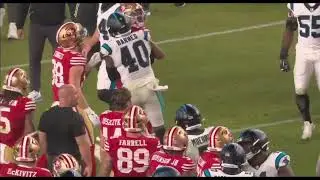 Jauan Jennings pushes Tre'von Moehrig post game - 49ers vs Panthers - NFL 2025