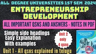 Entrepreneurship Development imp qsn & Ans #degree1stsem notes pdf  #entrepreneurship #modelpaper