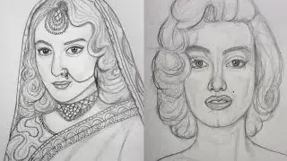 Bollywood actress Sonakshi Sinha and Hollywood actress Marilyn Monroe #actress  #potrait #drawing 