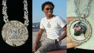 🥶 Roddy Ricch new Anti Social & Nipsey Hussle chains made by @elliantte