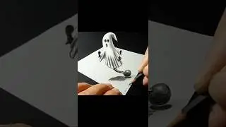 Drawing a 3D Ghost #art #drawing #short