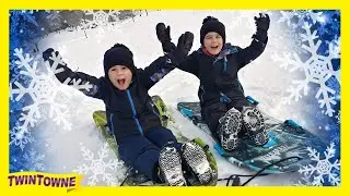 Twins Crazy Snow Sledding Adventure