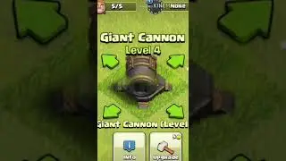 giant cannon upgrade  1 to Max level 9///coc/// #shorts///#short ///#shortsvideos