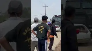 Fearless+unstoppable Indian Army Kaspir vehicle breaks a road block in Manipur & keeps advancing:Ali
