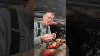 Cooking breakfast while solo camping in Alaska