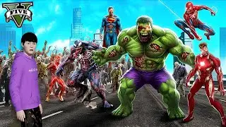 Superhero တွေ Zombie ဖြစ်ကုန်သောအခါ... | Superhero Zombie Outbreak in GTA V