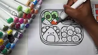 Color With Me ASMR | 🍉 🥑yummy lunch box🥝🥕 | CHEN RUI MARKER S 