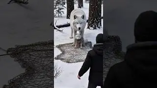 Mother Snow Wolf Saves Her Cubs with the Help of an Old Guy! #animals #rescueanimals #humanity