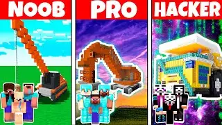 Minecraft CONSTRUCTION TRUCK BUILD CHALLENGE: NOOB vs PRO vs HACKER ANIMATION