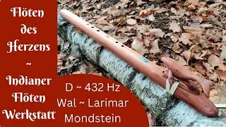Indianerfl&ouml;te D~432 Hz mit Blauwal ~ Larimar ~ Mondstein