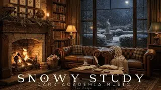 [Violin Boost] 🎻 Snowy Manor Study at Night | Dark Academia Piano & Fireplace Ambience for Study