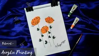 Yellow Acrylic Flowers 💮 #044 - Tutorial | Shreya Chatterjee