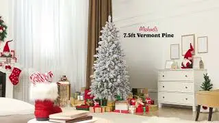 10743108: 7.5ft. Pre-Lit Vermont Flocked Artificial Christmas Tree Warm White Twinkle LED | Michaels
