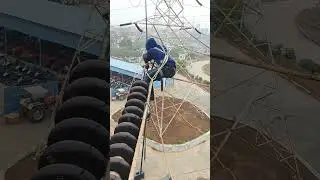 high voltage ⚡ power line work #wirenailbusiness