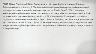 PART II Basic Principles of Digital Radiography a. High-pass filtering b. Low-pass filtering c. Auto