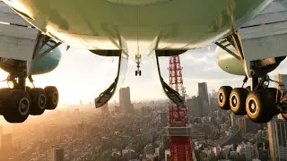Super big plane landing super dangerous and scary