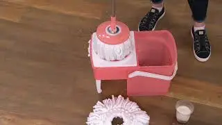 Clean Spin 360 Microfiber Mop w/ Collapsible Bucket System & Extra Mop Head on QVC
