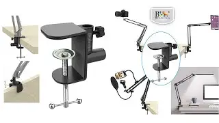 BROLAVIYA Large Desk Base Clamp Mount for Microphone Boom Scissor Arm, Table C Clip for Arm Stand