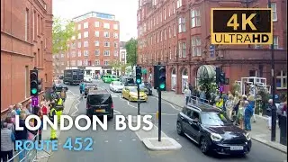 London Bus Ride, Route 452, Double Decker, 4K Virtual Tour