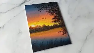 easy sunset painting idea / acrylic painting ideas for beginners ✨️