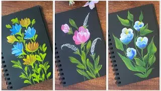 3 Easy beginner friendly Acrylic flower painting || Day 8 
