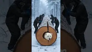 polar bear Rescued From Giant Log &mdash; You Won&rsquo;t Believe This #Shorts #animals #trending #viral #fyp