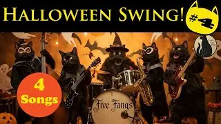 Mississippi Jazz🎵| 4 Songs | Five Fangs 🐾| Swing Music #4 |🎃Vintage Halloween Cats
