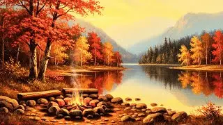 Turn Your TV Into Art | Autumn Painting by the Lake with a Bonfire: Relaxing Vintage Art in 4K