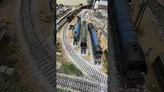 Drone view of Sir William Stanier passing the steam engine sidings.