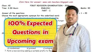 🔥11th English First Revision Exam 2026: Original Model Question Paper + Official Key PDF Download