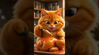 Ai cat 😺 loves eating chicken 🍗🐔🤣 #cats #catsshorts #aicat #catcartoon #catvideos