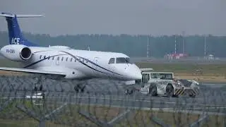 Air Charters Europe, Embraer ERJ-135LR, tow to terminal from parking at RIX | aircraft PH-DWS