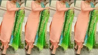 Plain Salwar Suit with Contrast Dupatta / Plain Punjabi Suit / College wear Punjabi Suit