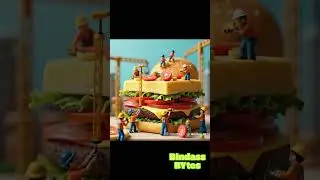 Tiny workers work on burger | AI video | #aivideo #tinyworkers #shorts