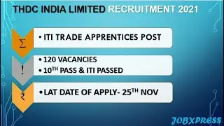 THDC INDIA LTD RECRUITMENT | 120 Apprentice post | #govtjob #job #10thpassjob #itijobs #newjobs