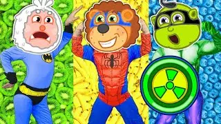 Lion Family | Cartoon for Kids |🍒 superheroes mission :  of healthy eating ! Play doh,Peppa pig,