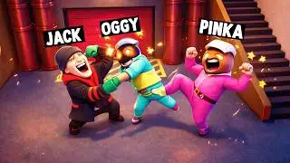 OGGY AND JACK,PINKA FIGHTING FUNNY WAR In GANG BEASTS!