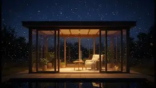 Serene Glass Pavilion Under Stars | 3 Hours Cozy Ambient Lounge Music