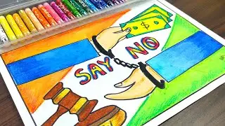 Say no to corruption drawing easy/ Stop corruption drawing/Anti Corruption day poster