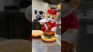 🐱 Cat Working at a Fast Food Restaurant! 🍔 Funny & Cute Cat Employee
