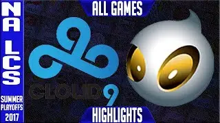 Cloud 9 vs Dignitas Highlights ALL GAMES NA LCS Playoffs Quarterfinals Summer 2017 C9 vs DIG