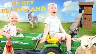 KINDERBOERDERIJ buiten speeltuin PLATTELAND Veulen dieren tractor ► Milan & Emily ◄