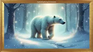 Polar Bear Walking Through a Snowy Forest | Falling Snow | 4K Framed Art | No Sound Video