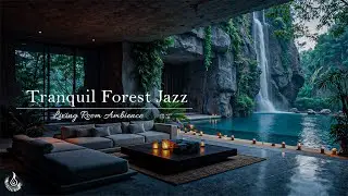 Waterfall Living Room With Tranquil Jazz &ndash; Serene Nature Escape For Reading & Study