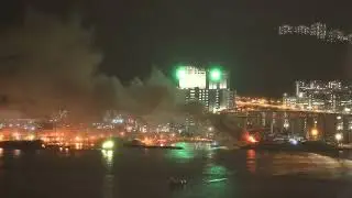 2025-09-21 FIRE accident 中國青衣,青尚里貨櫃場,金屬廢料起火,一度火光熊熊濃煙席捲半空