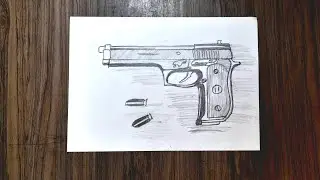 how to draw pistol | gun drawing video | easy step by step for beginner