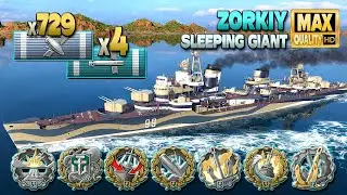 Destroyer Zorkiy: Turnaround on map Sleeping Giant - World of Warships