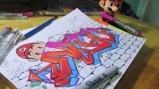 MioCentz Graffiti Art 016 - Sneakin' M [ Graffiti / Mario / Markers ]