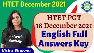 HTET Answer Key 18 Dec 2021 English Section By Nisha Sharma Achievers Academy